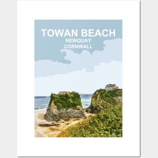 Towan Beach Newquay Cornwall. Cornish gift. Travel poster Posters and Art